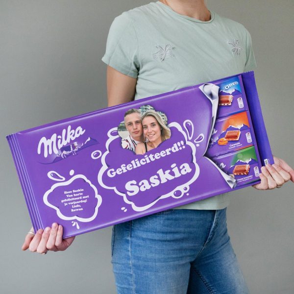 mega milka reep met naam en foto 600x600 - Mega chocolade cadeau: de mega Milka Chocolade reep! | YourSurpr