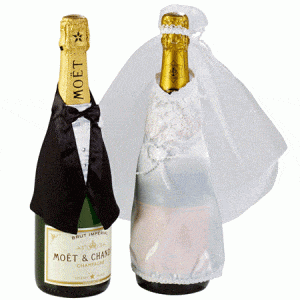 224 300x300 - Champagne fles bruiloft kleding